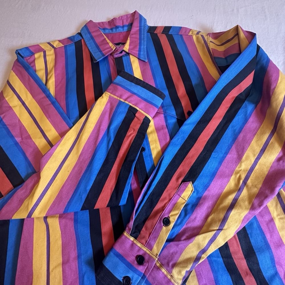 Vintage Wrangler Brushpopper Mens L Western Shirt 16.5-35 X-Long Tails 90s Rare